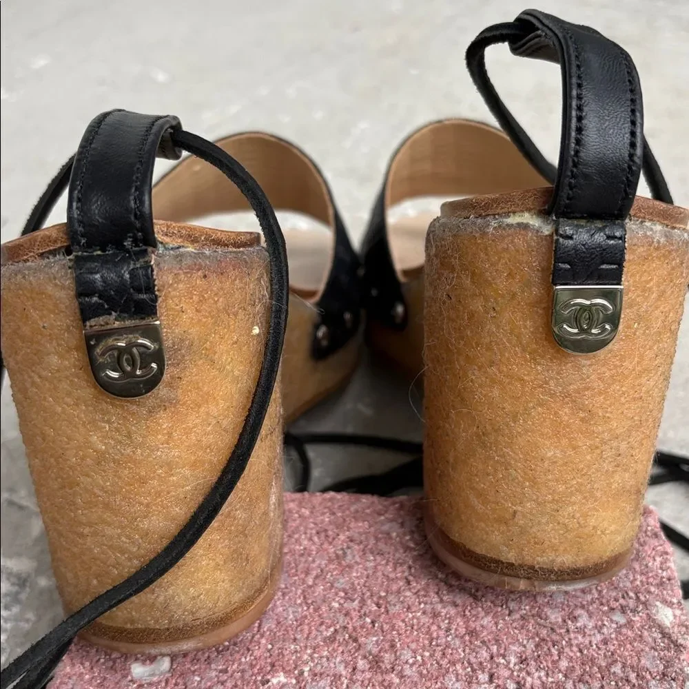 Chanel Woven Crepe Platform sandals